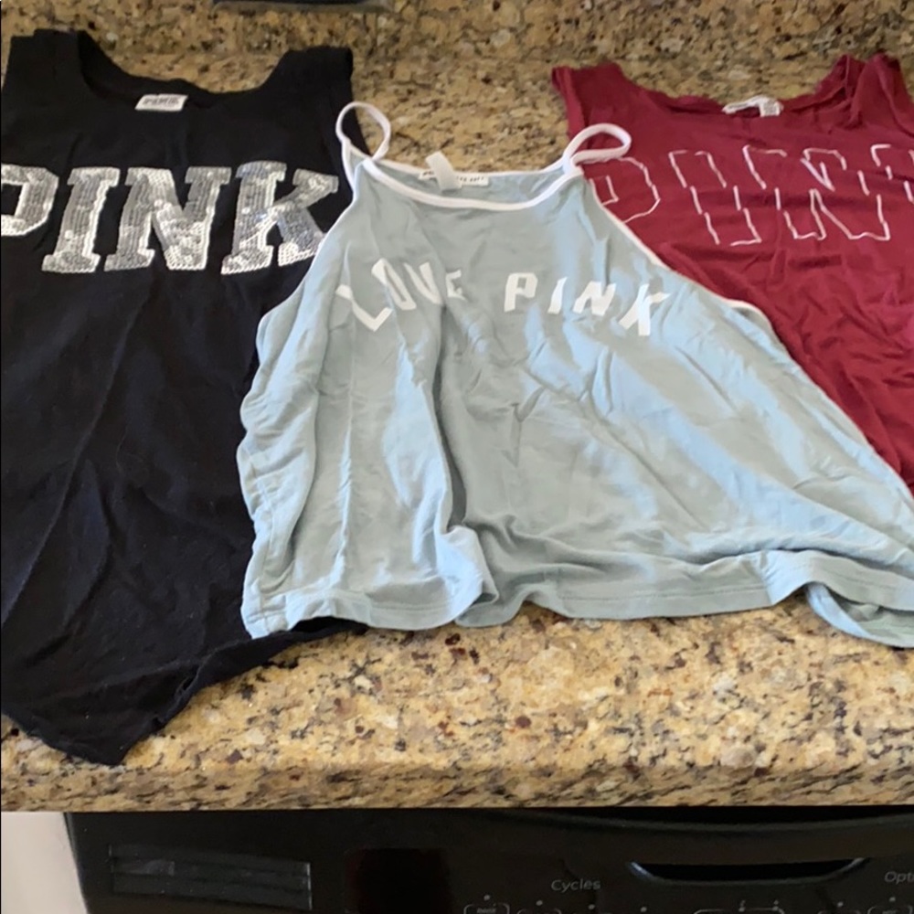 Pink Victoria’s Secret set of 3 tanks  size XS